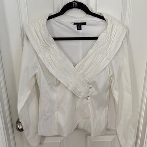 JS Boutique Feminine Old Money New Preppy Pleated Blouse White Women’s Large